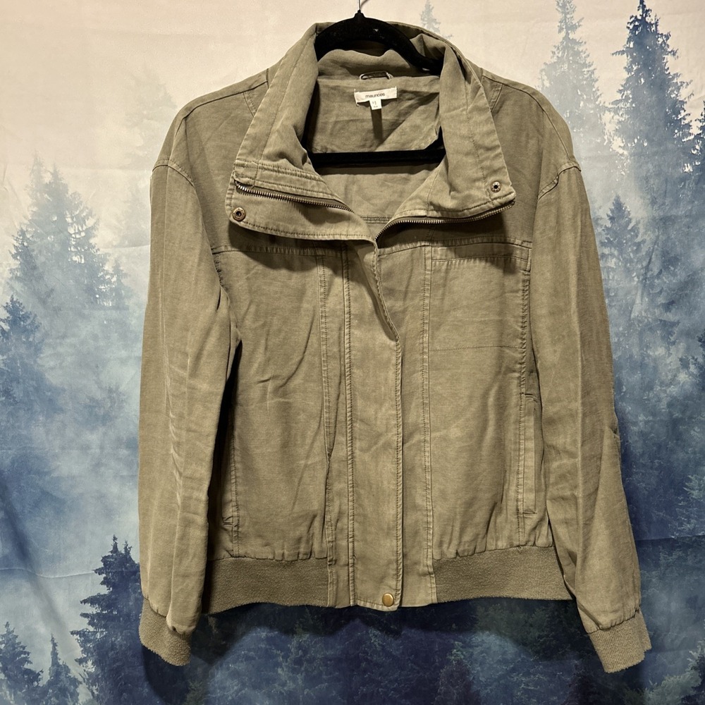 Maurices Twill Bomber Jacket Army Green Size Medium